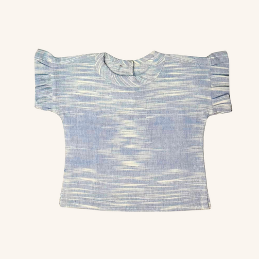 Ama Frilled Top | Sand Blue