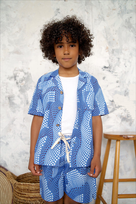 Temi Shirt | Blue Dot Print