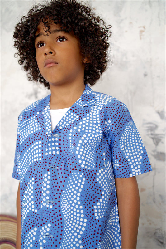 Temi Shirt | Blue Dot Print